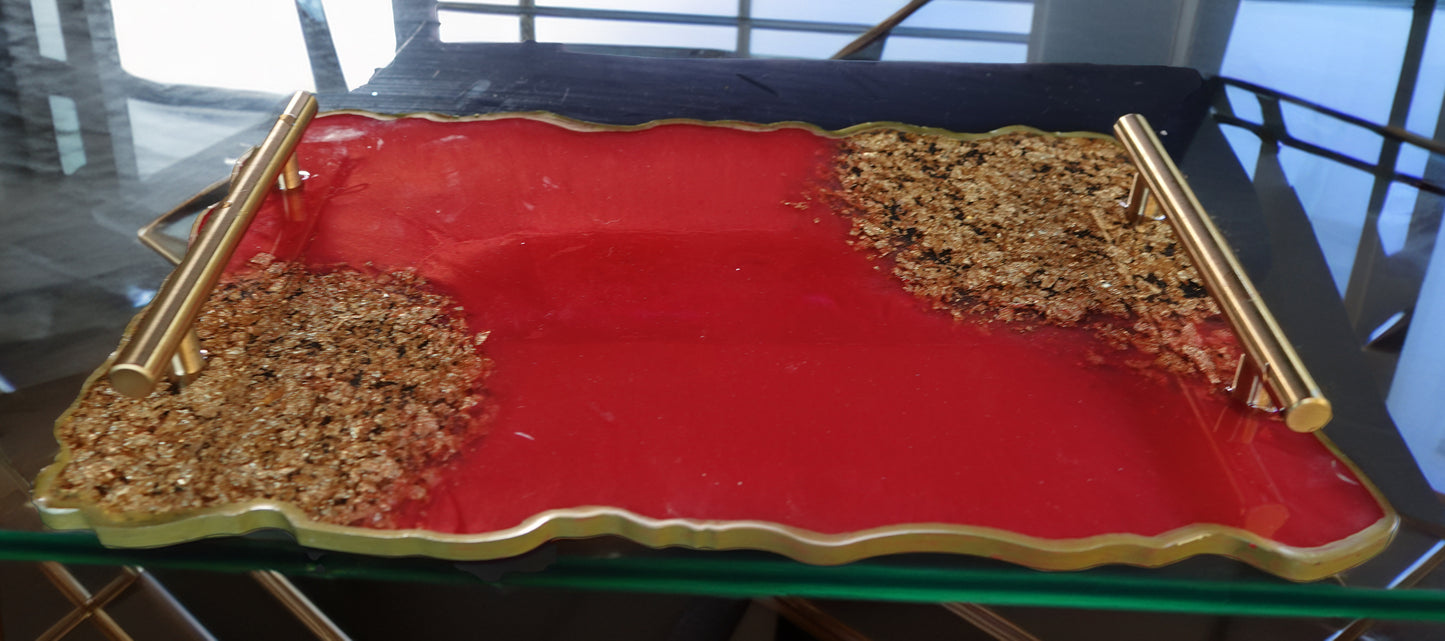 Red and Gold Resin Tray