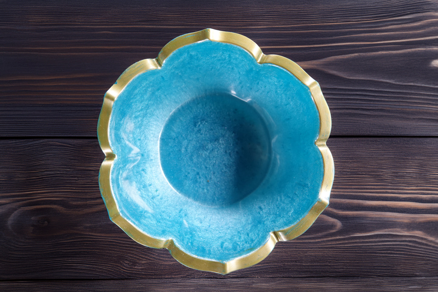Aqua and Gold Pattern Bowl - Elegant Serving Dish