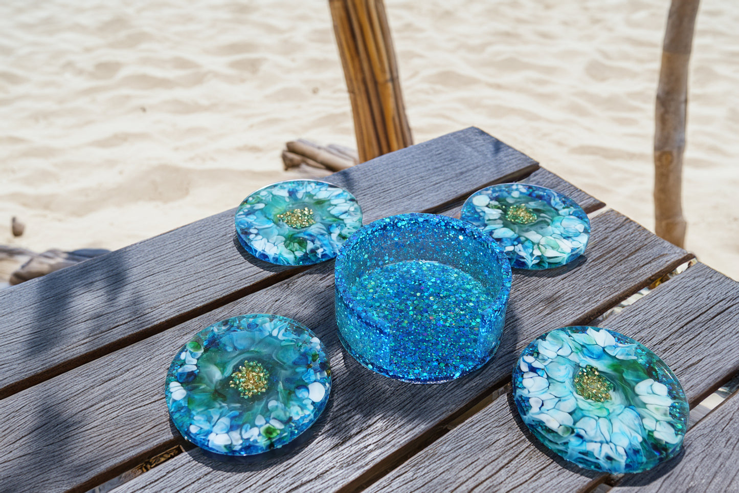 Resin Floral Coaster Set