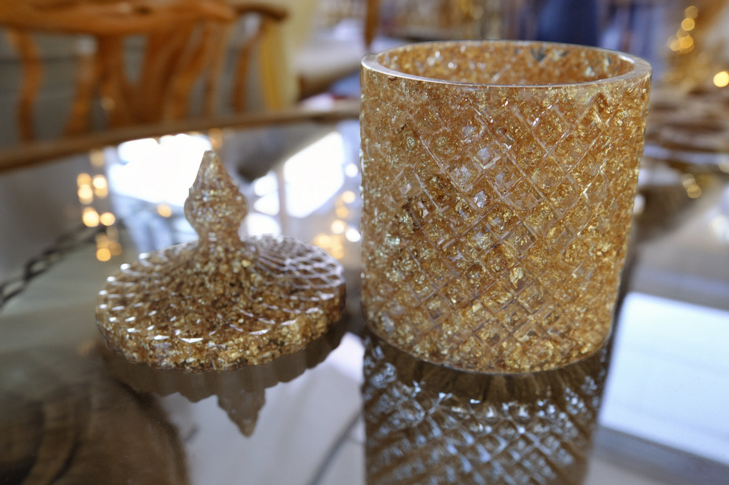 Gold Resin Jewelry Jar