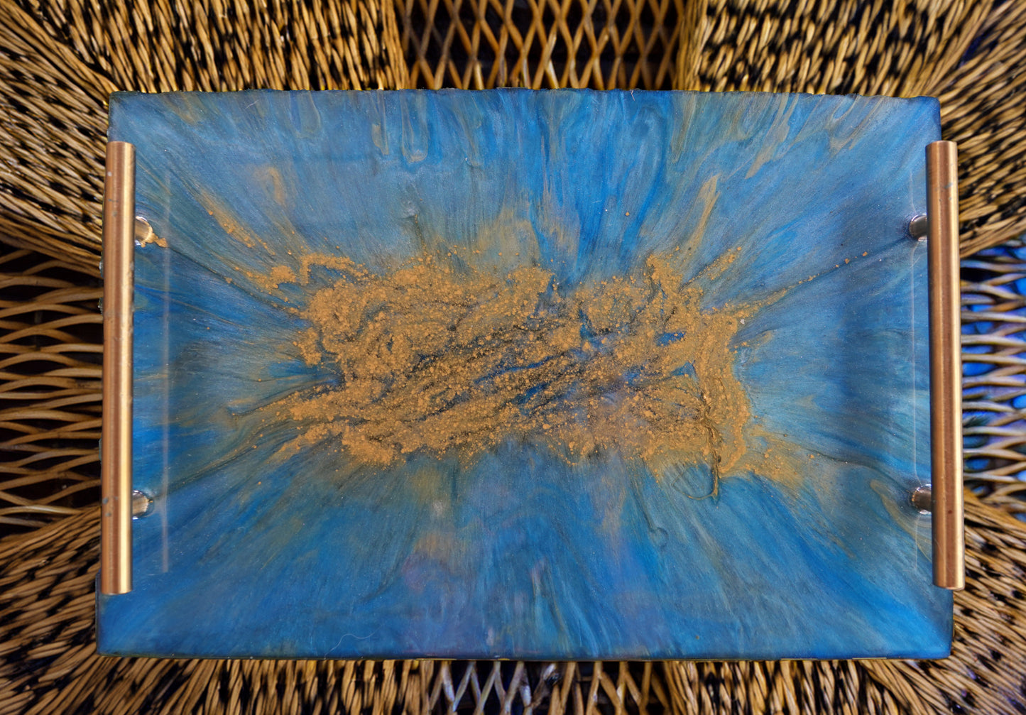 Stunning Blue and Gold Resin Tray